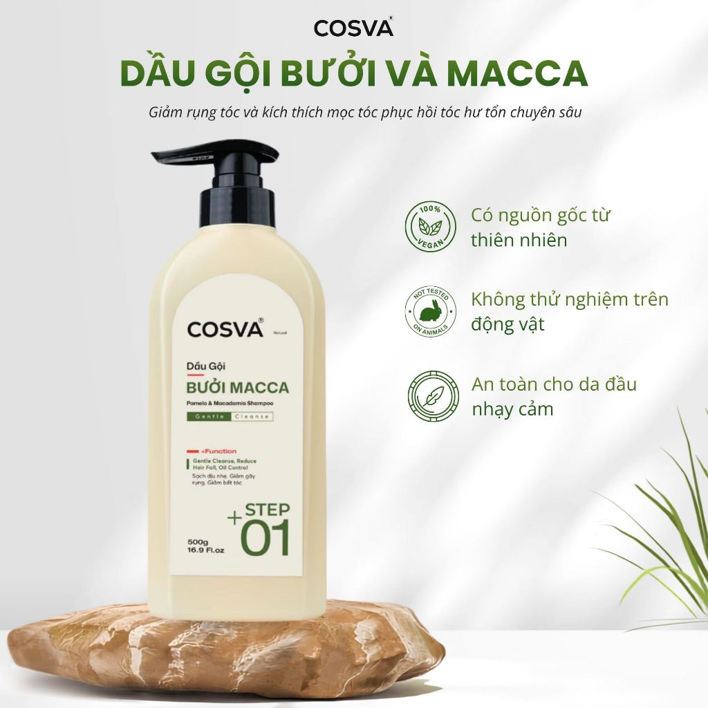 Dầu Gội Bưởi Macca Cosva 500ml Giảm Rụng Tóc Dành Cho Tóc Hư Tổn Khô Xơ