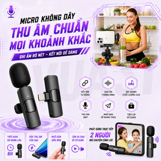 MIC THU ÂM VUASI K9 Không Dây Đa Năng Lọc Âm - Chống Ồn Tốt Dùng Livestream Quay Video
