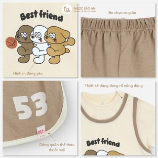 NBAN (6M-6Y) Bộ sát nách bé trai Cún, áo tanktop quần short cotton thoáng mát cho bé mặc hè-CUN