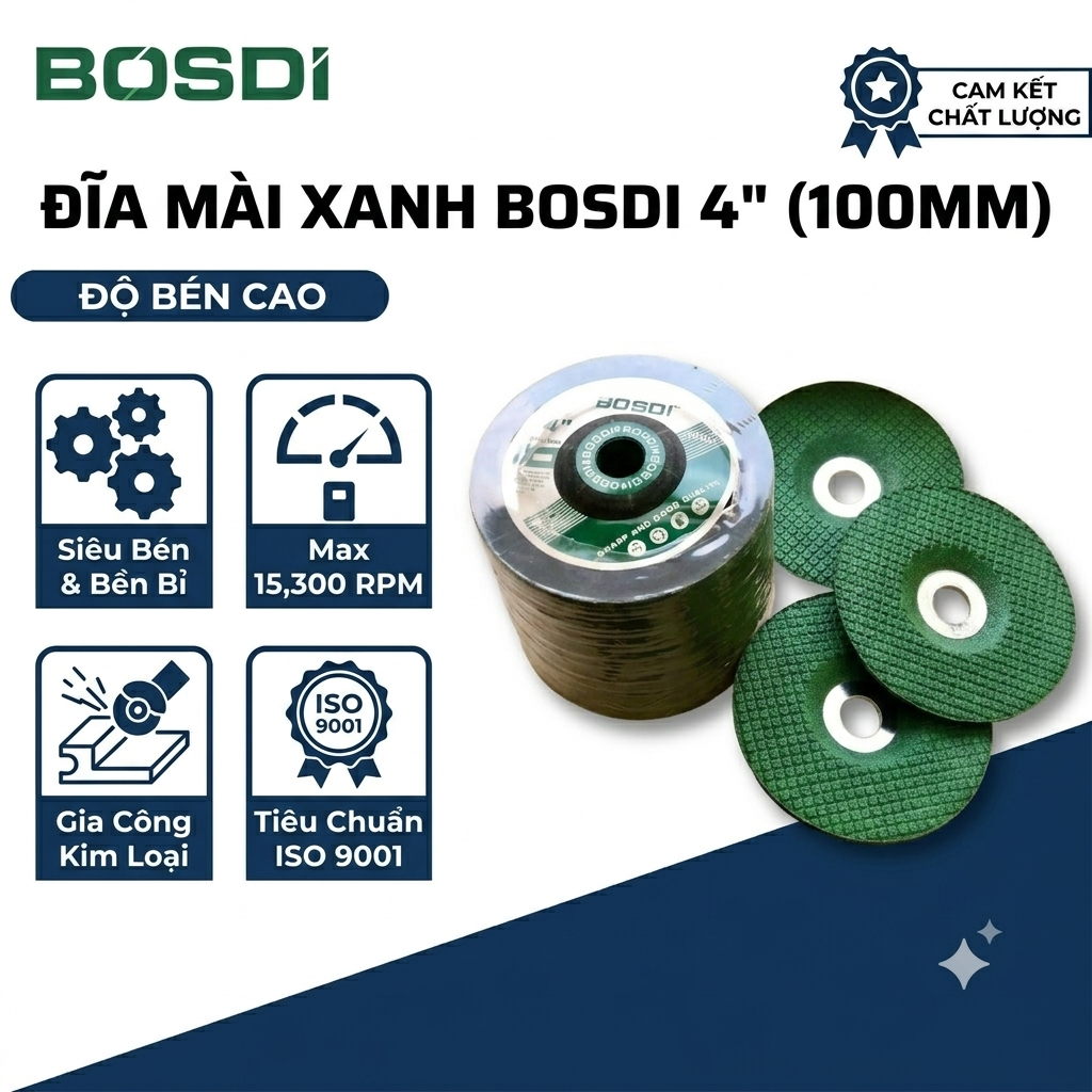 Combo 10 viên Đá mài vảy cá màu xanh 100x3x16mm chuyên mài inox, đánh bóng kim loại, dùng cho máy mài cầm tay - giá tốt