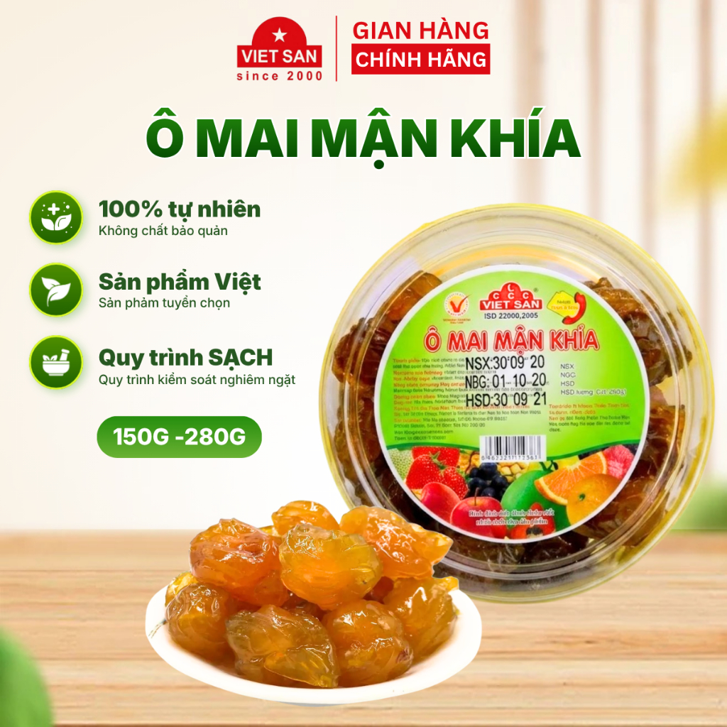 Ô Mai Mận Khía Việt San 150g/280g - Mận Khô Chua Ngọt Dẻo Thơm Ăn Vặt Ô Mai Hà Nội
