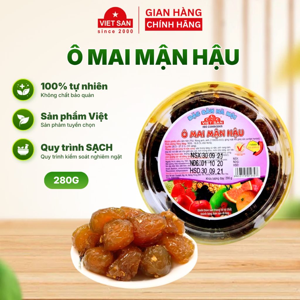 Ô Mai Mận Hậu Việt San 280g - Mận Chua Ngọt Dẻo Thơm Ăn Vặt Ô Mai Hà Nội