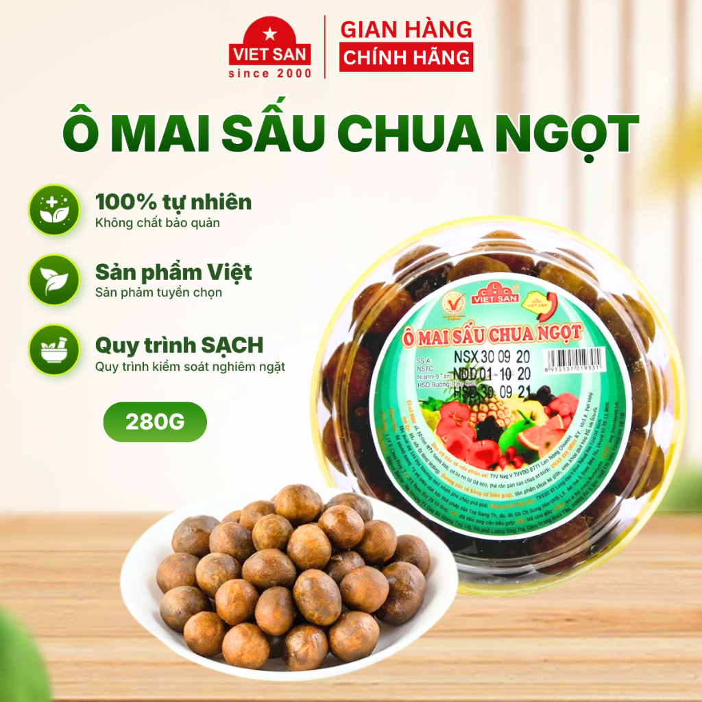 Ô Mai Sấu Chua Ngọt Việt San 280g - Sấu Ngọt Giòn Sụn Ăn Vặt Ô Mai Sấu Hà Nội