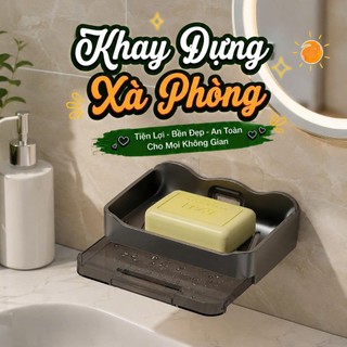 Kệ ABS đựng xà phòng gắn tường có khay thoát nước tiện dụng HomieTech