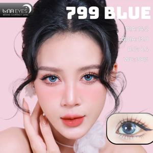 Lens mắt 799 Blue màu xanh filter nổi bật, có viền, size vừa - thương hiệu LUNA EYES