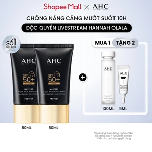 Bộ đôi Kem chống nắng AHC phổ rộng 400nm căng mướt da chuẩn Hàn (50 ml x2) Masters Aqua Rich Sun Cream