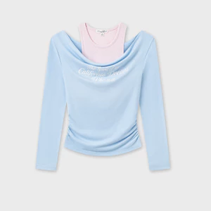 Áo Thun Kiểu Nữ WHO.A.U Two In One Sheer Knit Halter Top_WHLAG2581B