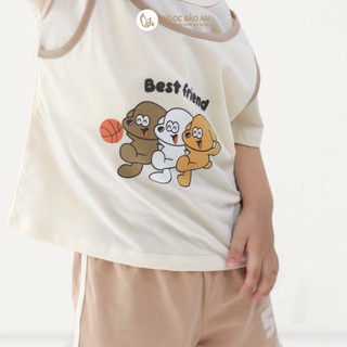 NBAN (6M-6Y) Set đồ ngắn bé trai Cún, áo cộc tay quần short cotton thoáng mát bé đi học, đi chơi-CUN