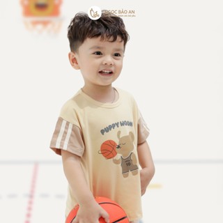 NBAN (6M-6Y) Set đồ ngắn bé trai Cún, áo cộc tay quần short cotton thoáng mát bé đi học, đi chơi-CUN