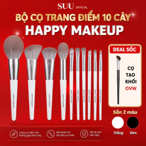 Bộ Cọ Trang Điểm HAPPY MAKEUP 10 Cây Cao Cấp Bằng Lông Tự Nhiên Siêu Mềm Mại Make Up Cá Nhân Chuyên Nghiệp