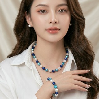 [N1121] Vòng Tay, Vòng Cổ, Dây Chuyền Chuỗi Hạt Ngọc Trai Nhân Tạo Đá Mix Trắng Xanh - DAISYN