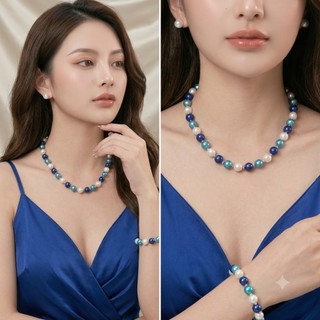 [N1121] Vòng Tay, Vòng Cổ, Dây Chuyền Chuỗi Hạt Ngọc Trai Nhân Tạo Đá Mix Trắng Xanh - DAISYN