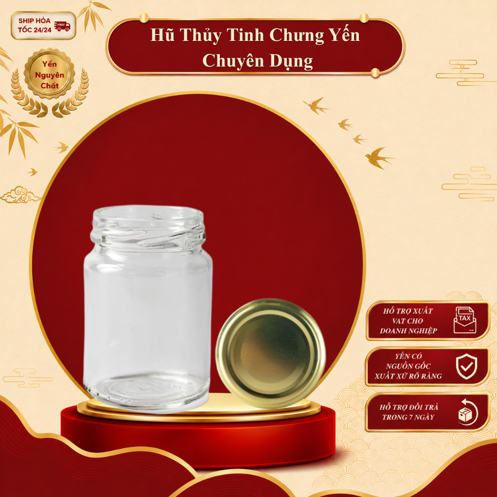Hũ thuỷ tinh nắp thiếc 75ml  tròn đựng Yến chưng sẵn/ Sữa chua/ Gia vị