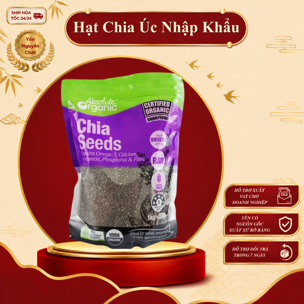 Hạt Chia Úc  Absolute Chuẩn Organic Chất Lượng Sạch Đều Đẹp Ăn Kiêng Nấu chè/Trà thanh nhiệt/Nước chanh