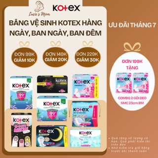 [Combo 4 gói] Băng Vệ Sinh Kotex Hàng Ngày / Ban Ngày / Ban Đêm - Khô Thoáng Thấm Hút - Lucie's Mom