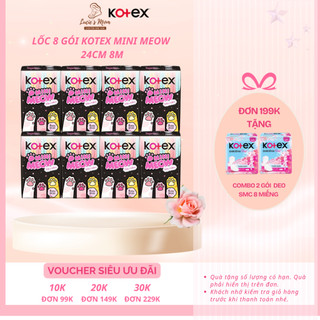 [Thùng 16 gói] Băng vệ sinh Kotex Mini Meow Siêu mềm SMC 24cm - Lucie's Mom