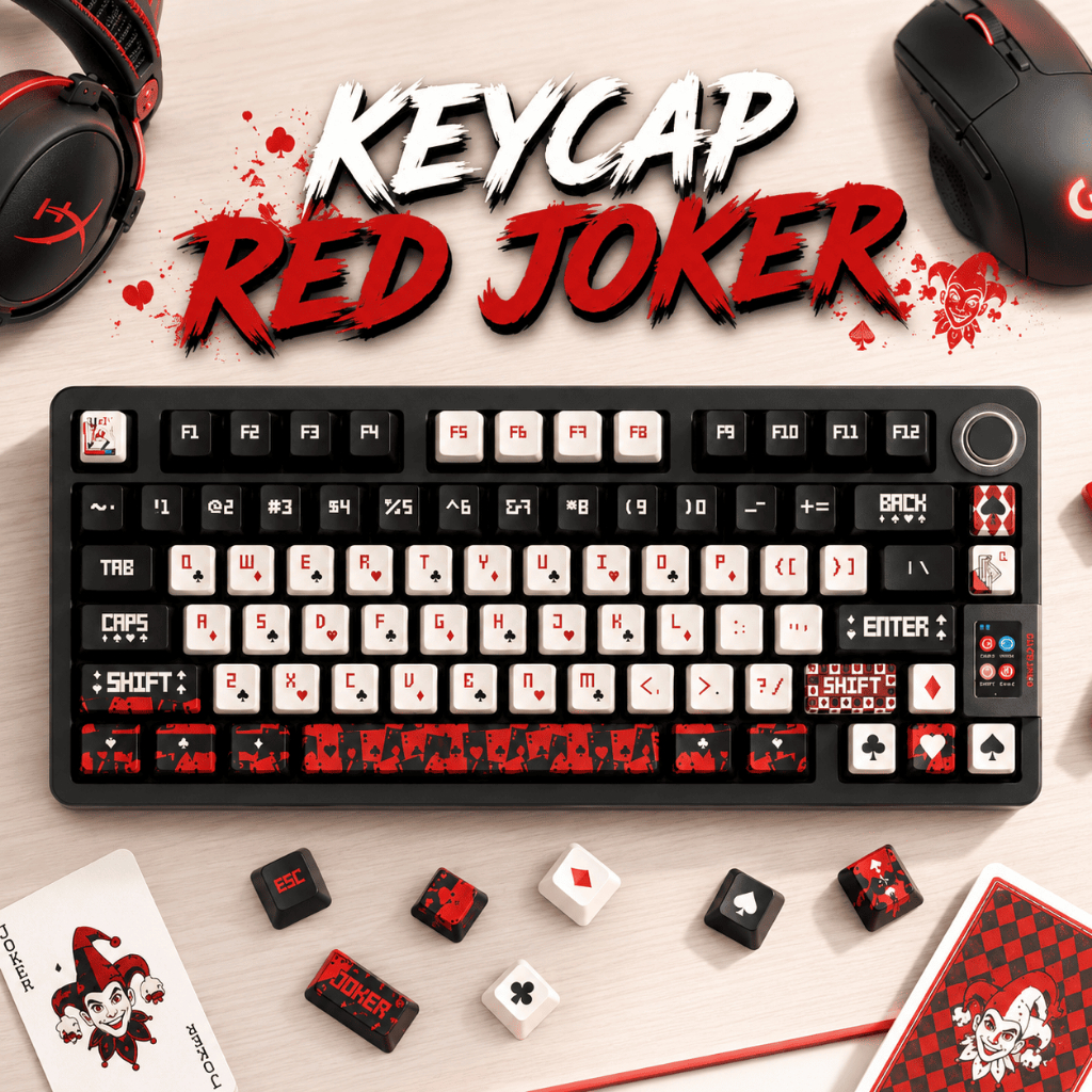 Keycap RED JOKER PBT Xuyên LED – Bộ Keycap Anime Cho Bàn Phím Cơ RGB