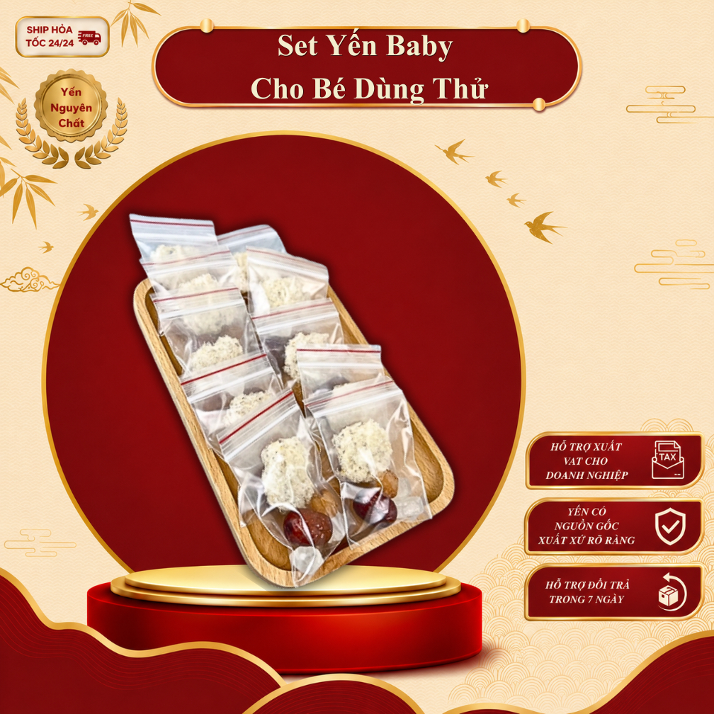 Yến tinh chế vụn baby tặng kèm phụ gia nguyên chất sạch lông, thích hợp cho các bé tẩm bổ