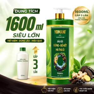 Dầu Gội Gừng Bồ Kết & Hà Thủ Ô YOMANI 1600ML Giảm Gàu Ngứa Da Đầu, Hỗ Trợ Mọc Tóc, Phục Hồi Hư Tổn