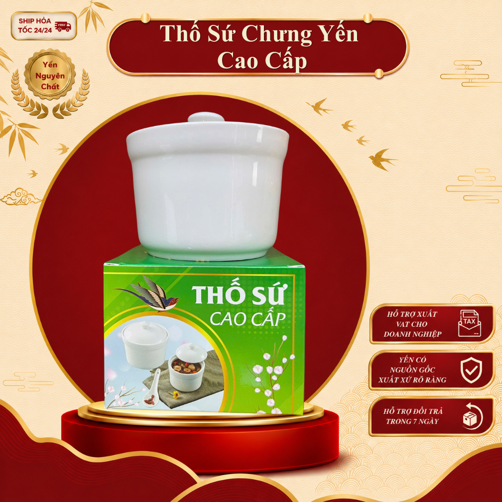 Thố sứ chưng yến chuyên dụng phù hợp cho việc chưng yến cho 1-2 người dùng - Yến Sào Thủ Đức (250ml)