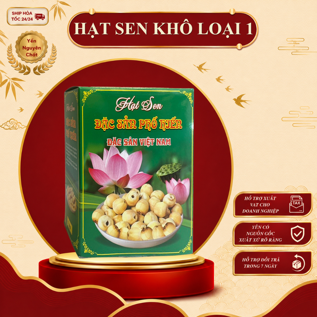 Hạt sen khô nấu chè, cháo, chưng yến táo đỏ thơm ngon ( túi 30 gram - Hũ 50 gram ) - Yến Sào Thủ Đức