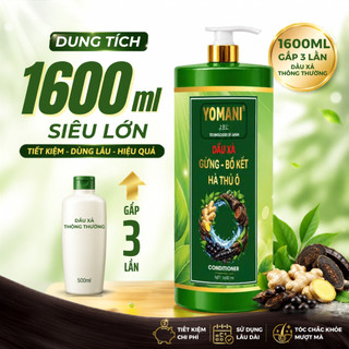 Dầu Xả Gừng, Bồ Kết & Hà Thủ Ô YOMANI 1600ML- Giảm Gàu Ngứa, Hỗ Trợ Mọc Tóc, An Toàn Lành Tính