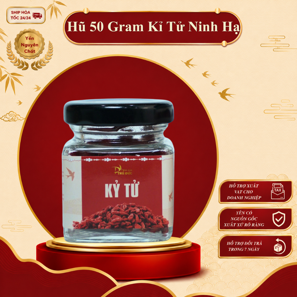 Hũ 50 gram Kỉ Tử Ninh Hạ Sấy Thăng Hoa Loại 1 - Yến Sào Thủ Đức