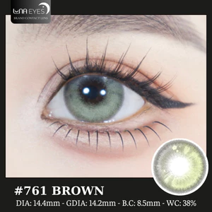 Lens mắt 761 Brown màu nâu rêu filter nổi bật, viền nhạt, size lớn - thương hiệu LUNA EYES