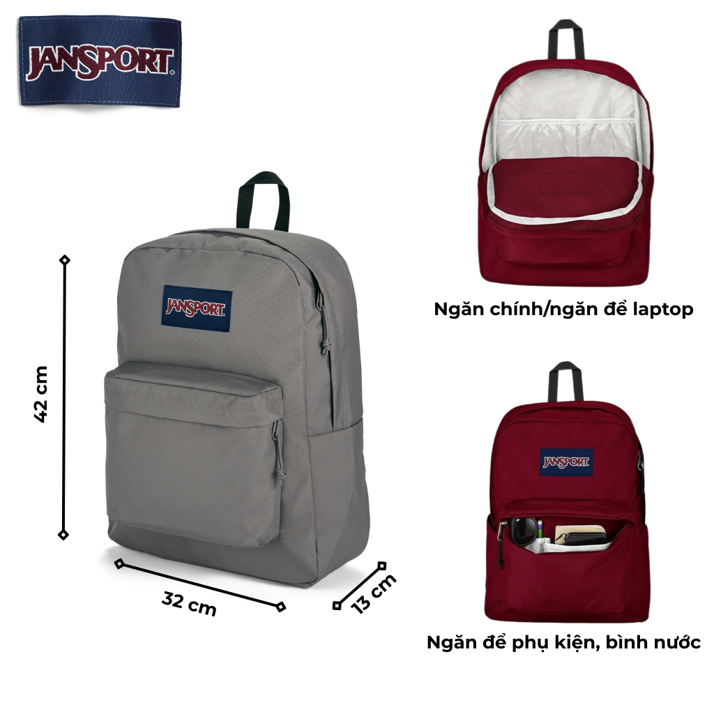 Balo Jansport (USA) chính hãng SuperBreak Plus có ngăn laptop, bền bỉ, bảo hành 1 năm - JS0A4QUE | BigBuy360 - bigbuy360.vn