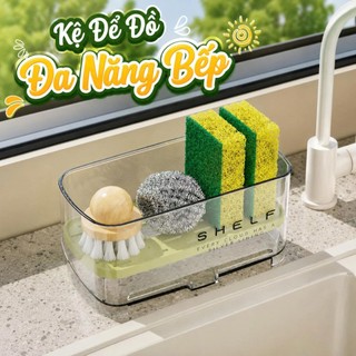 Khay hộp đựng dụng cụ rửa chén để trên bồn rửa có vòi thoát nước vỏ trong suốt, giữ gọn gàng khô ráo HomieTech