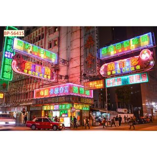 Tranh dán tường đường phố Hàn Quốc HONGKONG, NHẬT BẢN 3D, tranh vải lụa tặng keo và dụng cụ dán