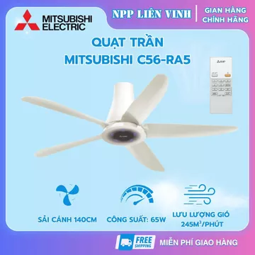 Quạt Trần Mitsubishi 5 Cánh C56-RW5 Có Điều Khiển Remote - Quạt Trần Cao Cấp Chính Hãng