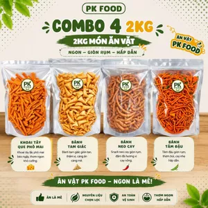 Combo 2Kg Bánh Các Loại: Khoai tây Phô Mai + Thèo Lèo Cay + Bánh Nón Cay + Tăm Đậu - PK FOOD