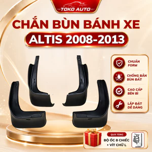 Bộ 4 chắn bùn Toyota Altis 2008 - 2013 chuẩn theo xe, nhựa dẻo, dễ lắp đặt, tặng kèm ốc
