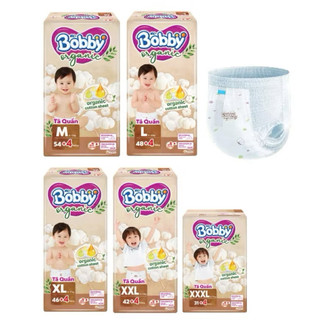 [COMBO 3G TẶNG XE CHÒI , 5GOI TANG VALI]Tã quần Bobby Organic Day đủ size - Lê Minh Hương Shop Hàng Chính Hãng