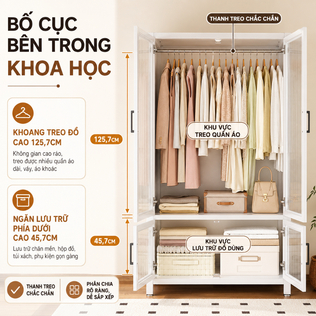 ALVIN Tủ quần áo Thép carbon chống bụi và chống bám bẩn với khả năng chịu tải cực mạnh | BigBuy360 - bigbuy360.vn