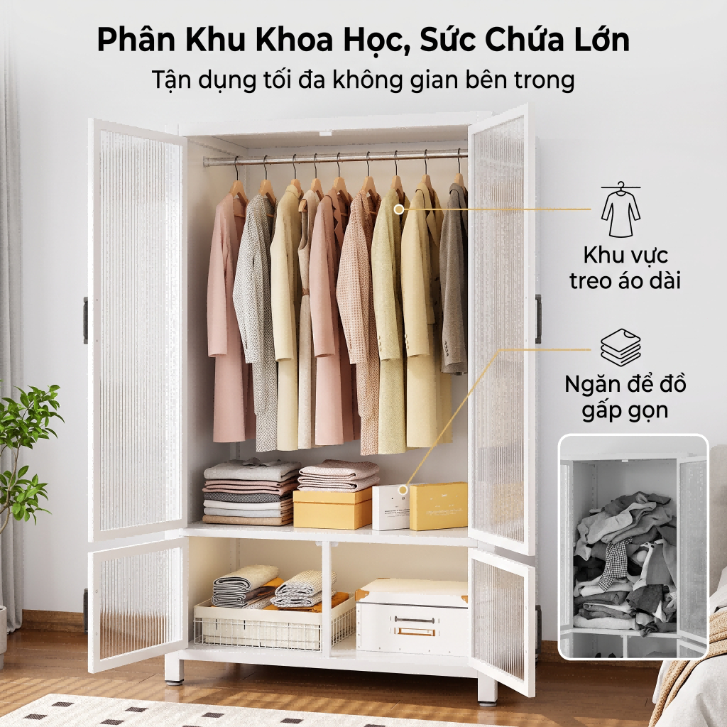 ALVIN Tủ quần áo Thép carbon chống bụi và chống bám bẩn với khả năng chịu tải cực mạnh | BigBuy360 - bigbuy360.vn