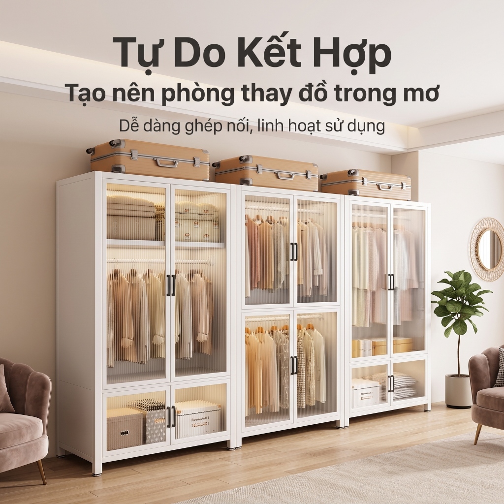 ALVIN Tủ quần áo Thép carbon chống bụi và chống bám bẩn với khả năng chịu tải cực mạnh | BigBuy360 - bigbuy360.vn
