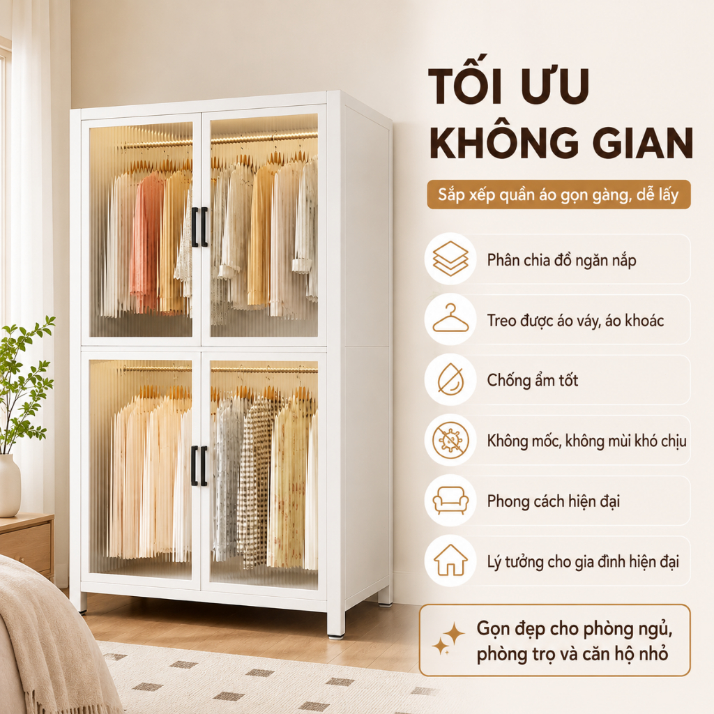 ALVIN Tủ quần áo Thép carbon chống bụi và chống bám bẩn với khả năng chịu tải cực mạnh | BigBuy360 - bigbuy360.vn