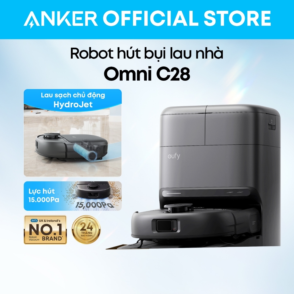 Robot hút bụi lau nhà Eufy Omni C28 15,000 PA, con lăn lau sạch liên tục,tự giặt sấy giẻ,BH 24 Tháng | BigBuy360 - bigbuy360.vn
