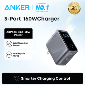 Củ sạc nhanh Anker Prime A2687 3 cổng tối đa 160W, sạc nhanh PowerIQ 5.0 đa thiết bị, tích hợp màn hình điều khiển thông