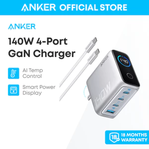 Bộ sạc nhanh Anker Zolo B2697 140W GaN, 4 cổng 3 USB-C và 1 USB-A, sạc cùng lúc 4 thiết bị