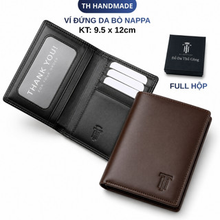Ví nam dáng đứng da bò nappa ENZO cao cấp thương hiệu TH HANDMADE 9x12cm - Bóp nam da bò thật 100%