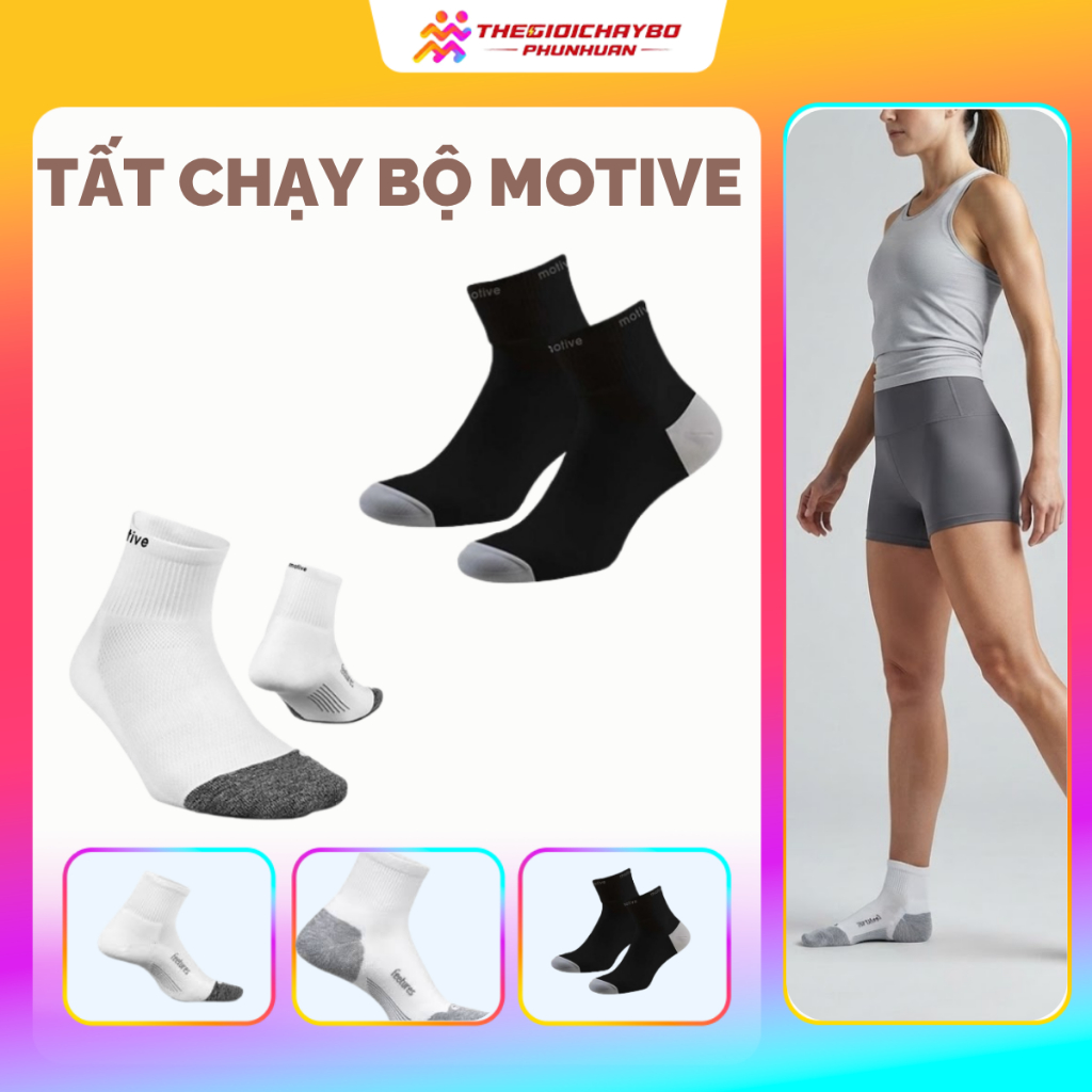 Tất Chạy Bộ Nam Nữ Motive Thoáng Khí, Êm Chân Sport, Chất Liệu Mềm Mại