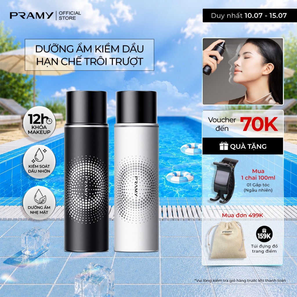 [CHÍNH HÃNG] PRAMY Xịt Khóa Nền Makeup Tia Sương Mềm Mại Giúp Khóa Chặt Lớp Trang Điểm Phù Hợp Mọi Loại Da 100ml