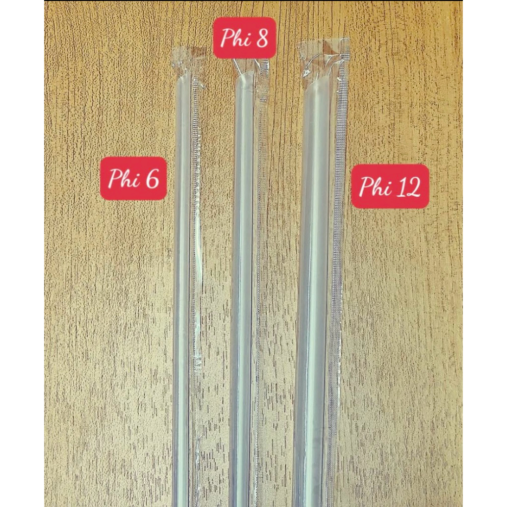 Bịch Ống hút nhựa phi 6/8/12 có bọc màng từng ống