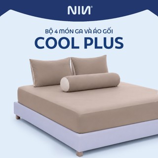 Bộ 4 Món Ga Gối Cool Plus NIN House Vải Mát Lạnh Nhiều Kích Thước Drap Bo Chun Mát Lạnh Thoáng Khí Nhanh Khô