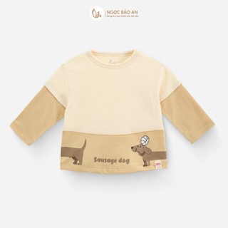 NBAN (6M-6Y) Bộ đồ dài tay bé trai Cún, set áo quần dài cotton mềm mát cho bé đi học đi chơi-CUN