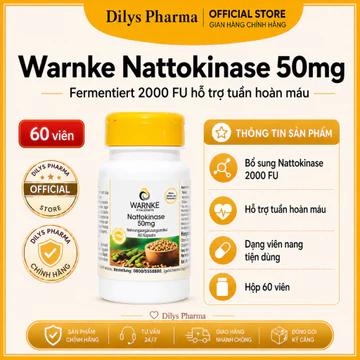 Warnke Nattokinase 50mg Đức 60 Viên, Bổ Sung Enzyme Nattokinase Lên Men Từ Đậu Nành