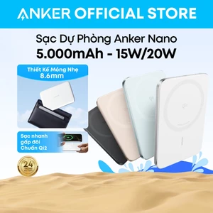 For iPhone 17/16/Samsung]Pin dự phòng Anker Nano A1665 5.000mAh, Sạc dự phòng Qi2 công suất tối đa 15W